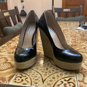 Steve Madden Black Patent Leather wedges, size 9.5